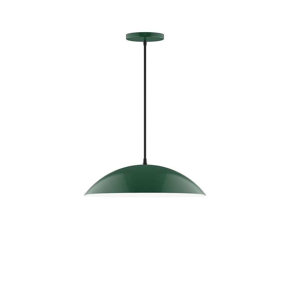 16" Axis Half Dome LED Pendant, ivory fabric cord with canopy, Forest Green