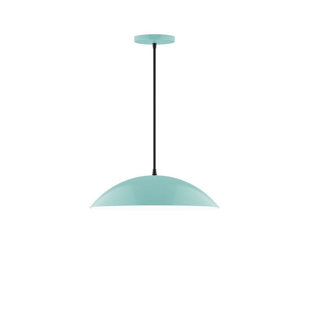 16" Axis Half Dome LED Pendant, white fabric cord with canopy, Sea Green