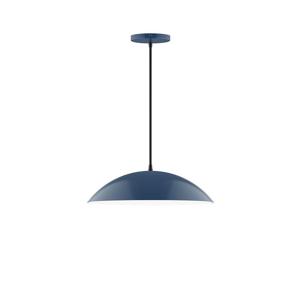 16" Axis Half Dome LED Pendant, navy mini tweed fabric cord with canopy, Navy