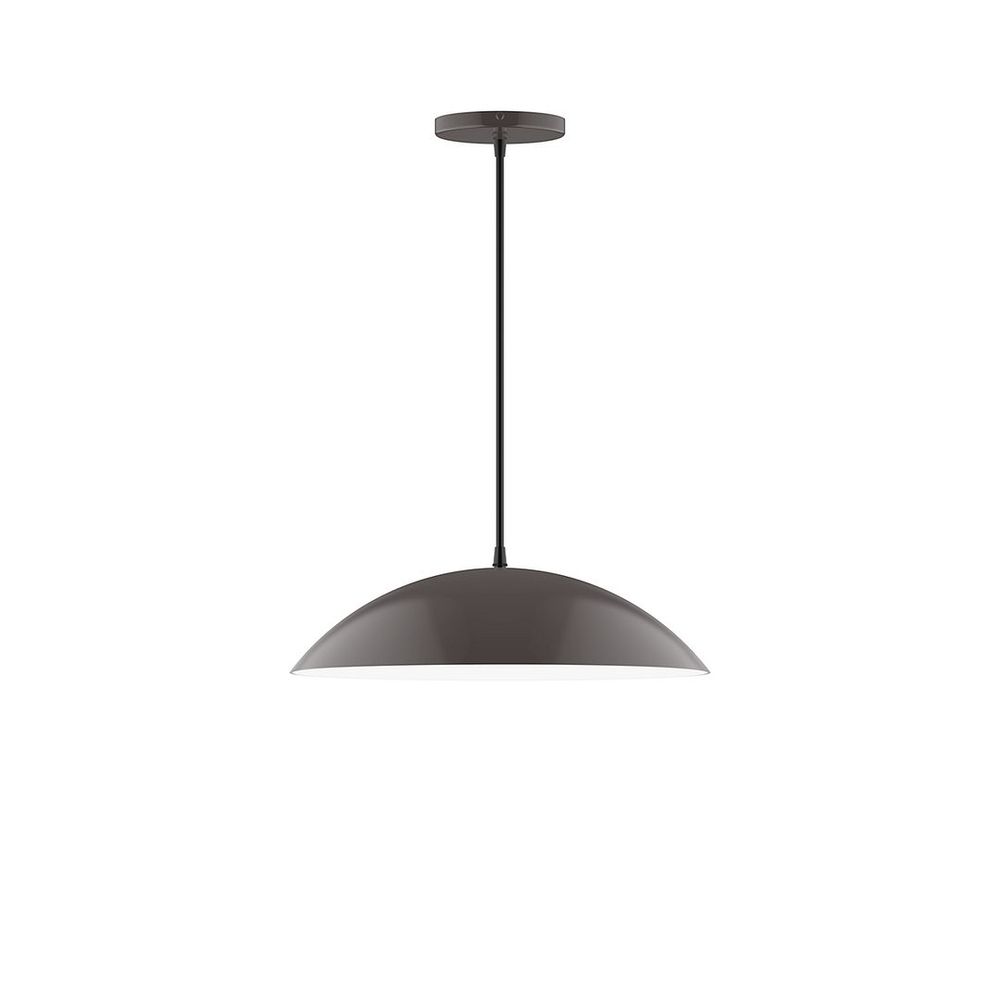 16" Axis Half Dome LED Pendant, gray fabric cord with canopy, Architectural Bronze