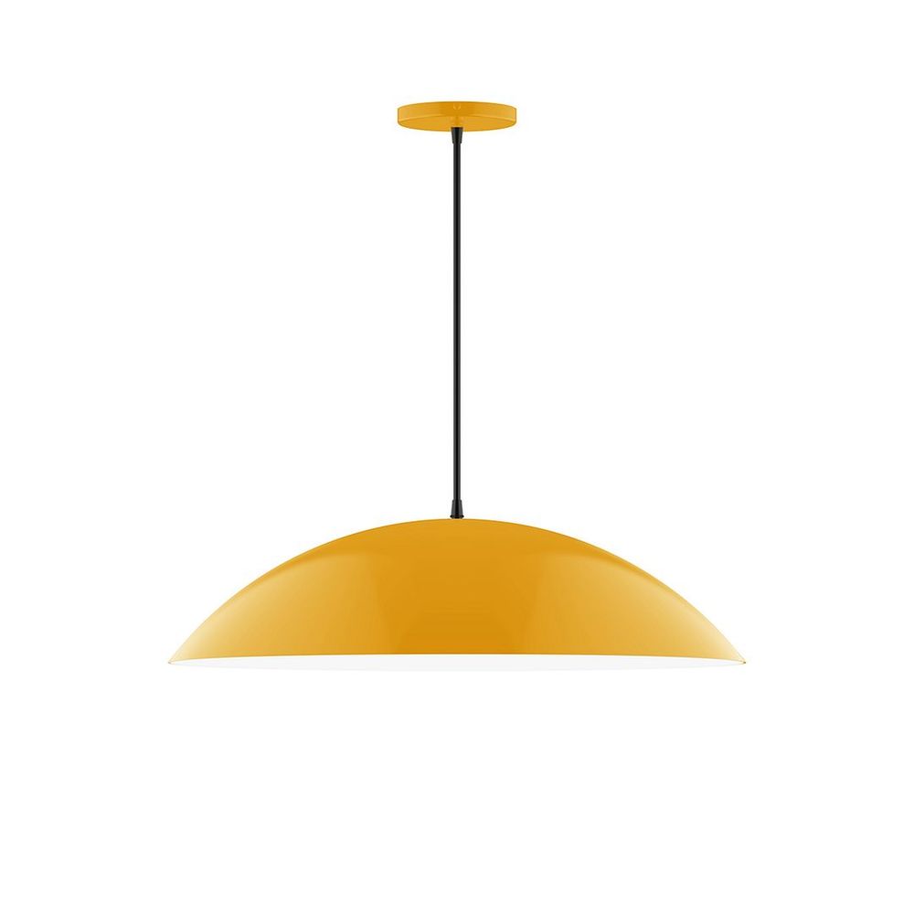 24" Axis Half Dome LED Pendant, ivory fabric cord with canopy, Bright Yellow