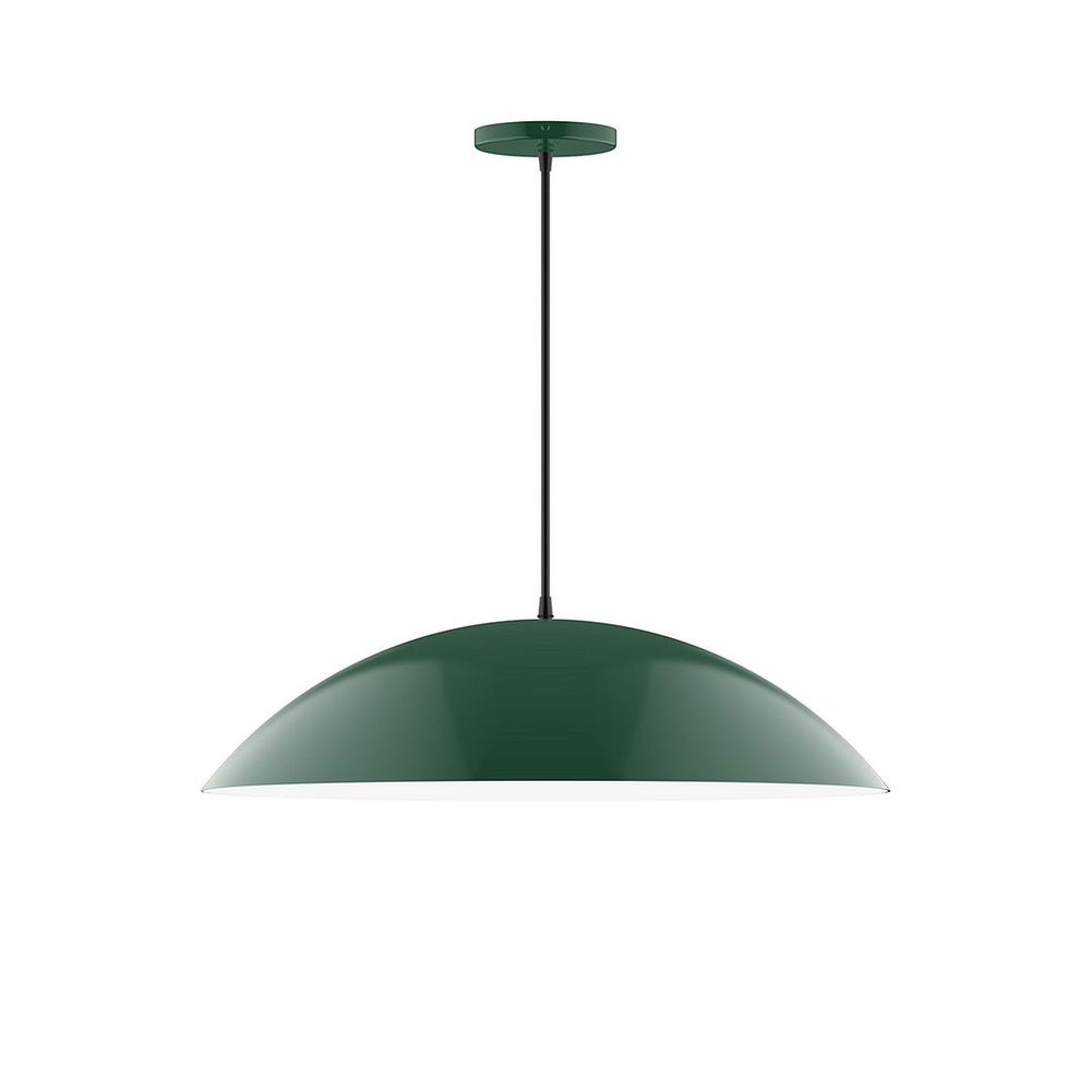 24" Axis Half Dome LED Pendant, neutral argyle fabric cord with canopy, Forest Green