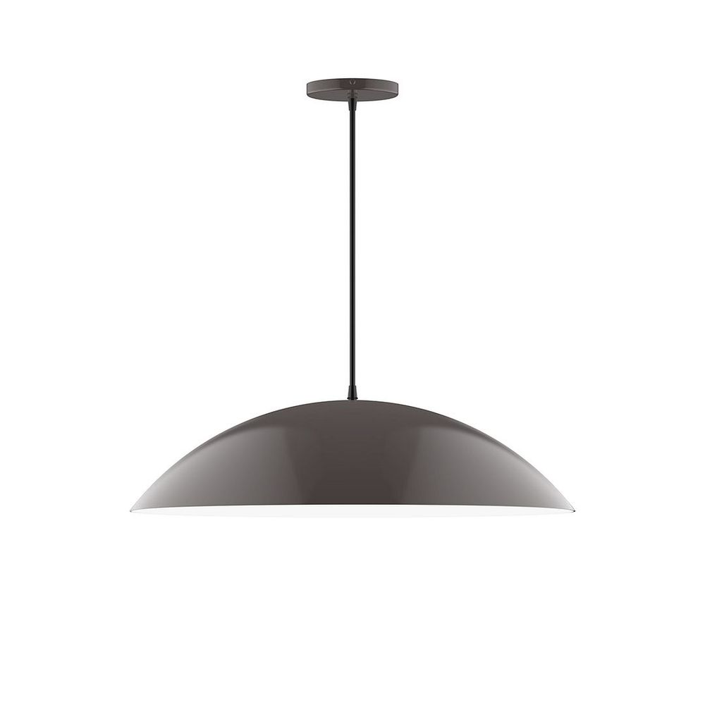 24" Axis Half Dome LED Pendant, white cord with canopy, Architectural Bronze