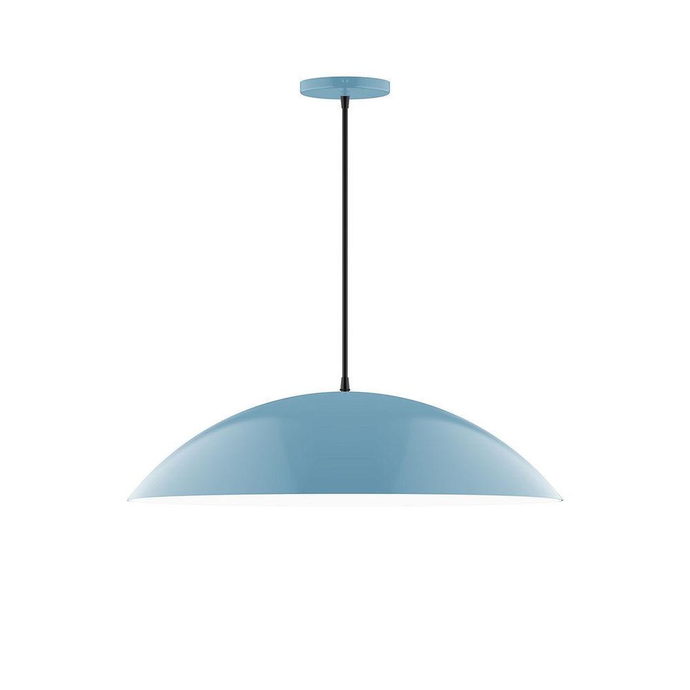 24" Axis Half Dome LED Pendant, white cord with canopy, Light Blue