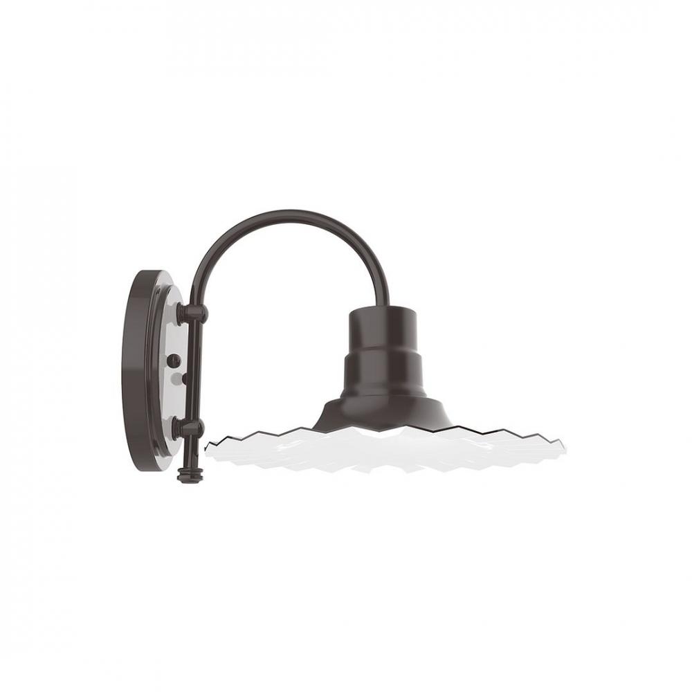 12" Radial shade, wall mount sconce with Frosted Glass and guard, Architectural Bronze