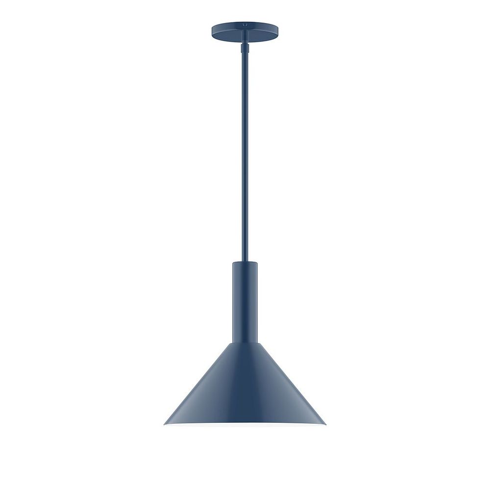 12" Stack Cone LED Stem Hung Pendant, Navy