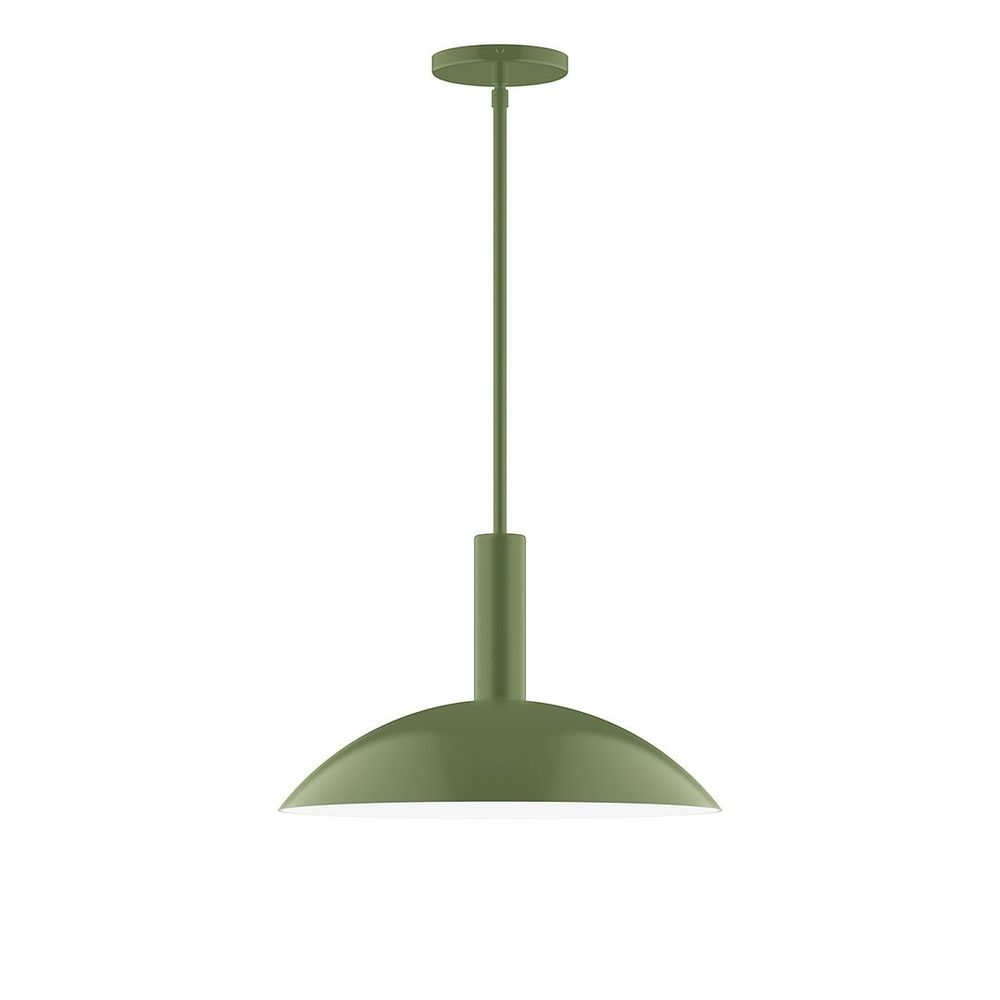 16" Stack Half Dome LED Stem Hung Pendant, Fern Green