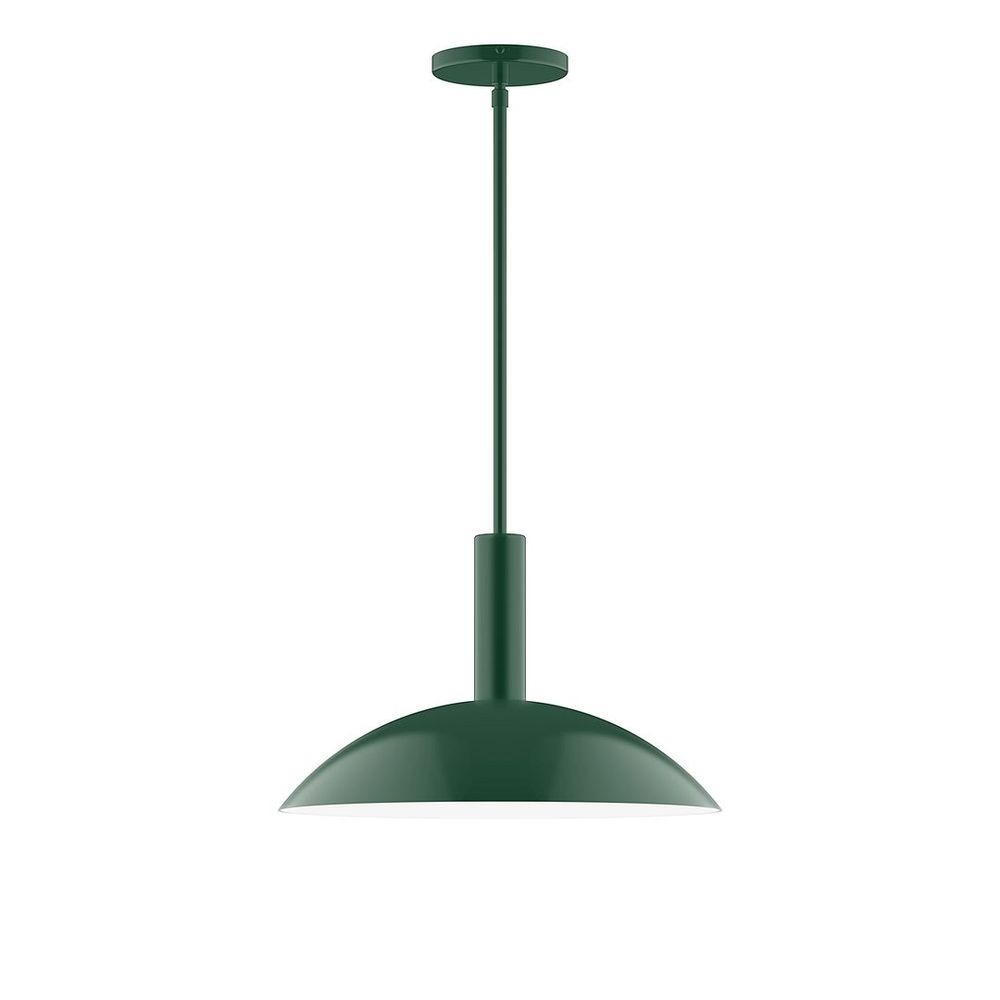 16" Stack Half Dome LED Stem Hung Pendant, Forest Green