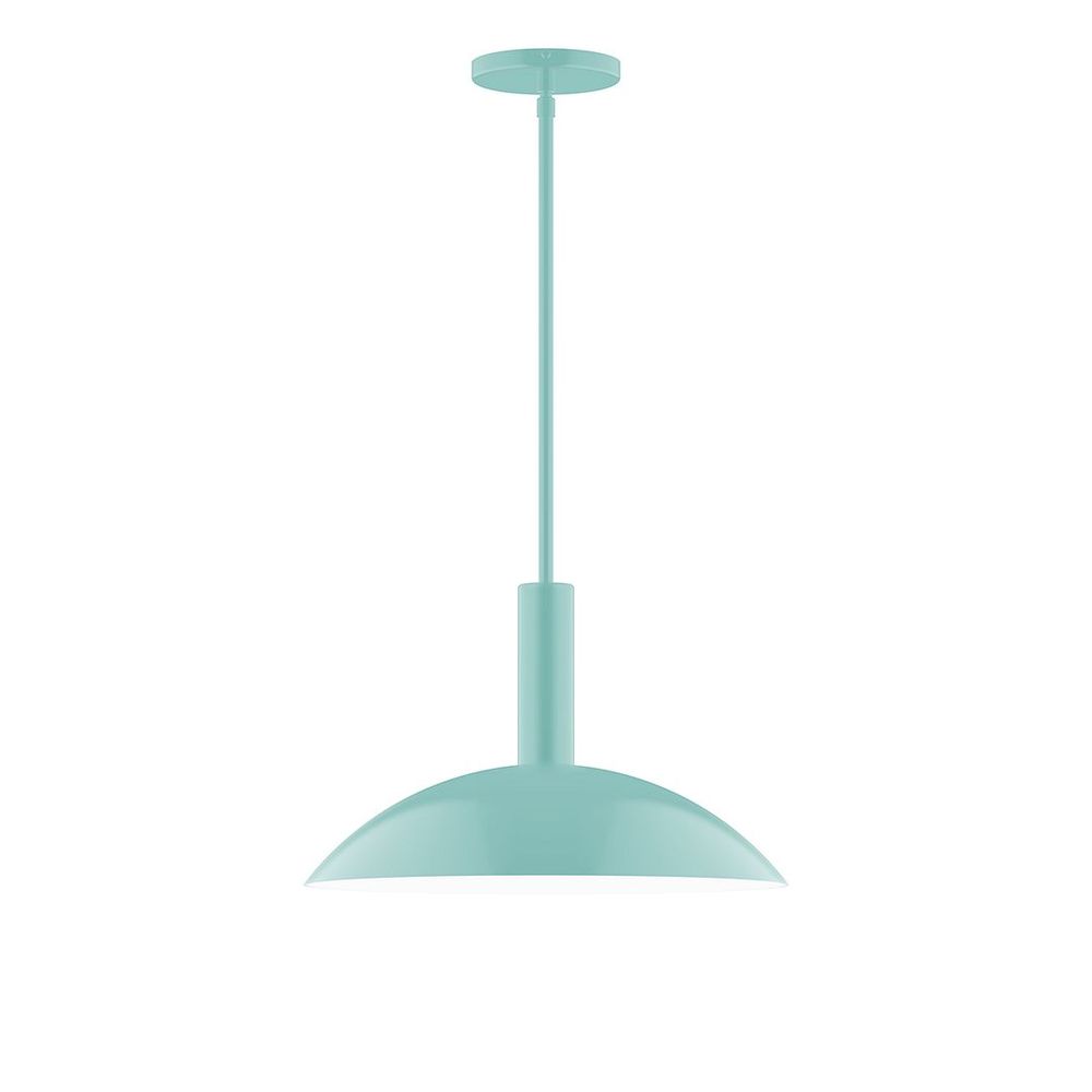 16" Stack Half Dome LED Stem Hung Pendant, Sea Green