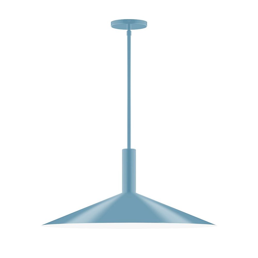 24" Stack Shallow Cone LED Stem Hung Pendant, Light Blue