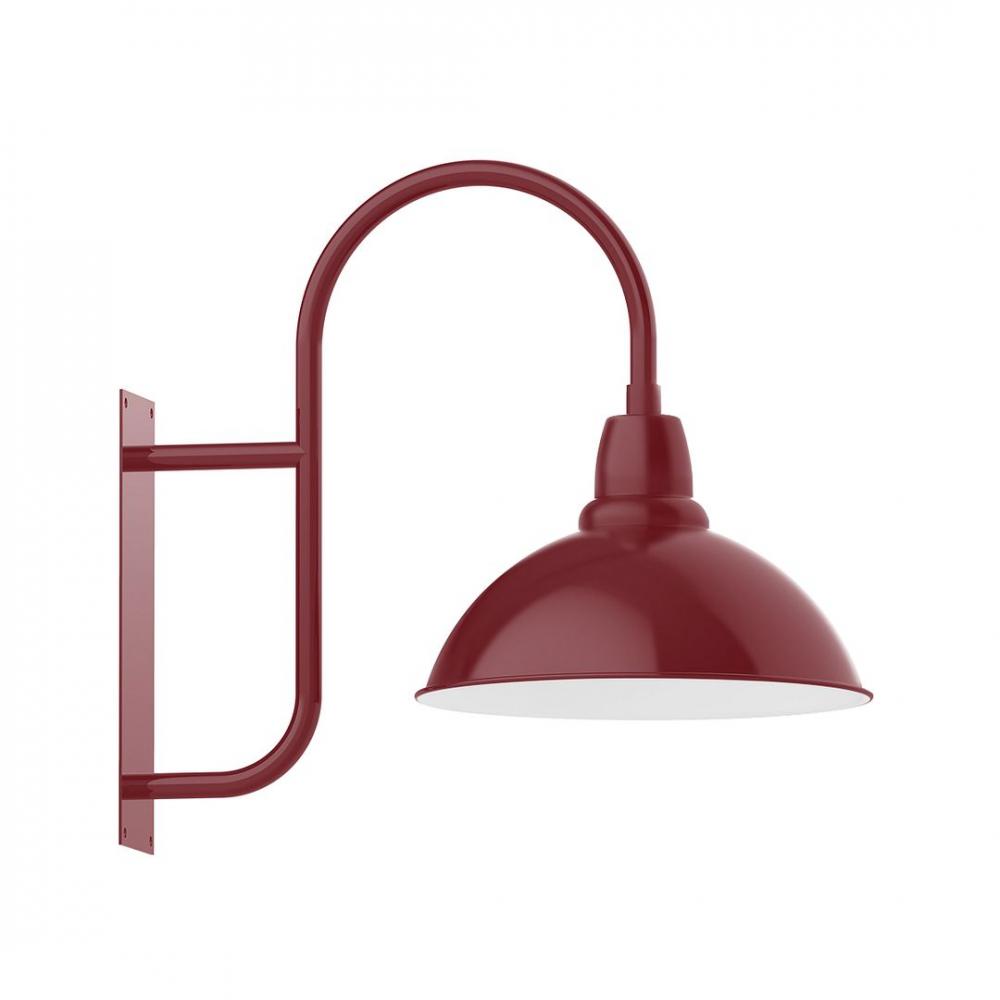 18" Cafe shade LED Wall Mount sconce with wire grill, Barn Red