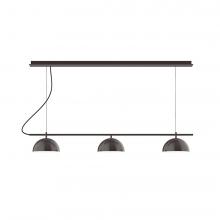 Montclair Light Works CHD431-55-C27-L12 - 3-Light Linear Axis LED Chandelier with Neutral Argyle Fabric Cord, Barn Red