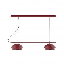 Montclair Light Works CHEX445-55-C27-L12 - 2-Light Linear Axis LED Chandelier with Neutral Argyle Fabric Cord, Barn Red