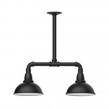 Montclair Light Works MSB105-41-T48-L10 - 8" Cafe shade, 2-light LED Stem Hung Pendant, Black