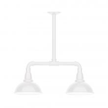 Montclair Light Works MSB105-44-T36-L10 - 8" Cafe shade, 2-light LED Stem Hung Pendant, White