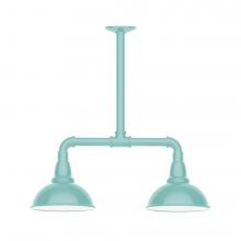 Montclair Light Works MSB105-48-T24-L10 - 8" Cafe shade, 2-light LED Stem Hung Pendant, Sea Green