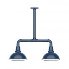 Montclair Light Works MSB105-50-T24-L10 - 8" Cafe shade, 2-light LED Stem Hung Pendant, Navy