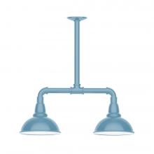 Montclair Light Works MSB105-54-T24-L10 - 8" Cafe shade, 2-light LED Stem Hung Pendant, Light Blue