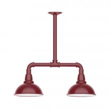 Montclair Light Works MSB105-55-T36-L10 - 8" Cafe shade, 2-light LED Stem Hung Pendant, Barn Red