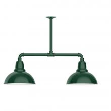 Montclair Light Works MSD106-42-T24-L12 - 12" Cafe shade, 2-light LED Stem Hung Pendant, Forest Green