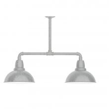 Montclair Light Works MSD106-49-T24-L12 - 12" Cafe shade, 2-light LED Stem Hung Pendant Painted Galvanized