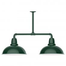 Montclair Light Works MSD108-42-T48-L13 - 16" Cafe shade, 2-light LED Stem Hung Pendant, Forest Green