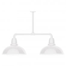 Montclair Light Works MSD108-44-T48-L13 - 16" Cafe shade, 2-light LED Stem Hung Pendant, White