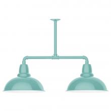 Montclair Light Works MSD108-48-T24-L13 - 16" Cafe shade, 2-light LED Stem Hung Pendant, Sea Green