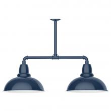 Montclair Light Works MSD108-50-T24-L13 - 16" Cafe shade, 2-light LED Stem Hung Pendant, Navy