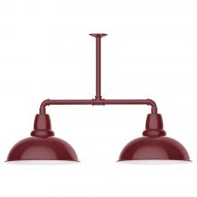 Montclair Light Works MSD108-55-T30-L13 - 16" Cafe shade, 2-light LED Stem Hung Pendant, Barn Red