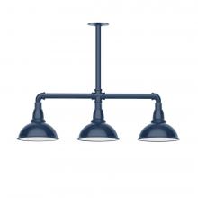 Montclair Light Works MSK105-50-T48-L10 - 8" Cafe shade, 3-light LED Stem Hung Pendant, Navy