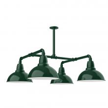 Montclair Light Works MSP106-42-T48-L12 - 12" Cafe shade, 4-light LED Stem Hung Pendant, Forest Green