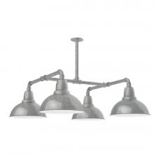 Montclair Light Works MSP106-49-T30-L12 - 12" Cafe shade, 4-light LED Stem Hung Pendant, Painted Galvanized