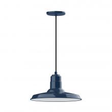 Montclair Light Works PEB183-50-C02-L13 - 14" Warehouse shade, LED Pendant with black solid fabric cord and canopy, Navy