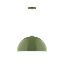 Montclair Light Works PEB433-22-C27-L13 - 18" Axis Dome LED Pendant, neutral argyle fabric cord with canopy, Fern Green