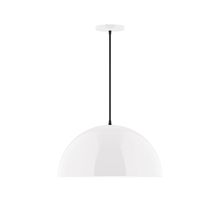 Montclair Light Works PEB433-44-C26-L13 - 18" Axis Dome LED Pendant, ivory fabric cord with canopy, White