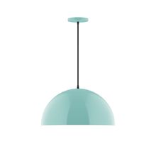 Montclair Light Works PEB433-48-C27-L13 - 18" Axis Dome LED Pendant, neutral argyle fabric cord with canopy, Sea Green