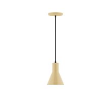 Montclair Light Works PEB436-17-C25-L10 - 6" Axis Flared Cone LED Pendant, polished copper fabric cord with canopy, Ivory