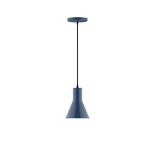 Montclair Light Works PEB436-50-C27-L10 - 6" Axis Flared Cone LED Pendant, neutral argyle fabric cord with canopy, Navy