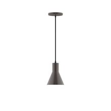 Montclair Light Works PEB436-51-C24-L10 - 6" Axis Flared Cone LED Pendant, cool tweed fabric cord with canopy, Architectural Bronze