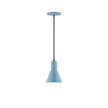 Montclair Light Works PEB436-54-C24-L10 - 6" Axis Flared Cone LED Pendant, cool tweed fabric cord with canopy, Light Blue