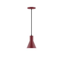 Montclair Light Works PEB436-55-C25-L10 - 6" Axis Flared Cone LED Pendant, polished copper fabric cord with canopy, Barn Red