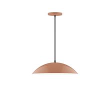 Montclair Light Works PEB438-19-C27-L13 - 16" Axis Half Dome LED Pendant, neutral argyle fabric cord with canopy, Terracotta