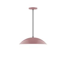 Montclair Light Works PEB438-20-C23-L13 - 16" Axis Half Dome LED Pendant, red and white zigzag fabric cord with canopy, Mauve