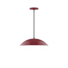 Montclair Light Works PEB438-55-C26-L13 - 16" Axis Half Dome LED Pendant, ivory fabric cord with canopy, Barn Red