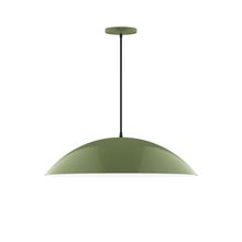 Montclair Light Works PEB439-22-C25-L14 - 24" Axis Half Dome LED Pendant, polished copper fabric cord with canopy, Fern Green