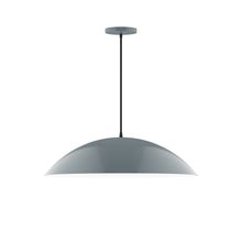 Montclair Light Works PEB439-40-C27-L14 - 24" Axis Half Dome LED Pendant, neutral argyle fabric cord with canopy, Slate Gray