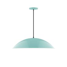 Montclair Light Works PEB439-48-C22-L14 - 24" Axis Half Dome LED Pendant, white and gray dot fabric cord with canopy, Sea Green