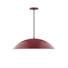 Montclair Light Works PEB439-55-C22-L14 - 24" Axis Half Dome LED Pendant, white and gray dot fabric cord with canopy, Barn Red