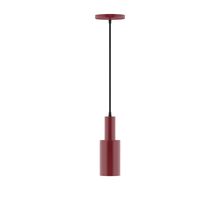 Montclair Light Works PEBX450-55-C22-L10 - 3.5" Stack Mini Cylinder LED Pendant, white and gray dot fabric cord with canopy, Barn Red